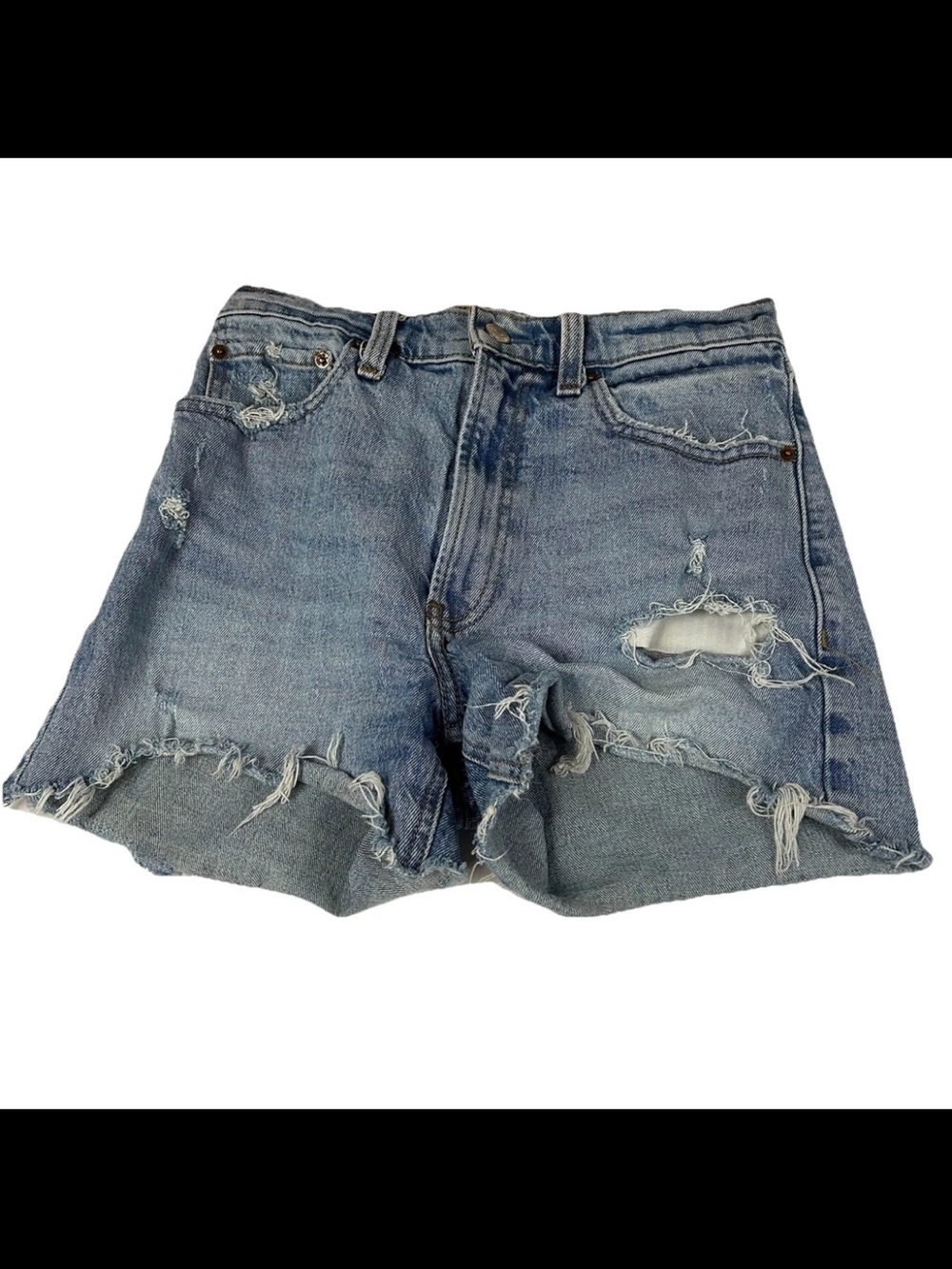 Abercrombie & Fitch Women’s Size 26/2 High Rise 4” Jean Shorts Distressed Light